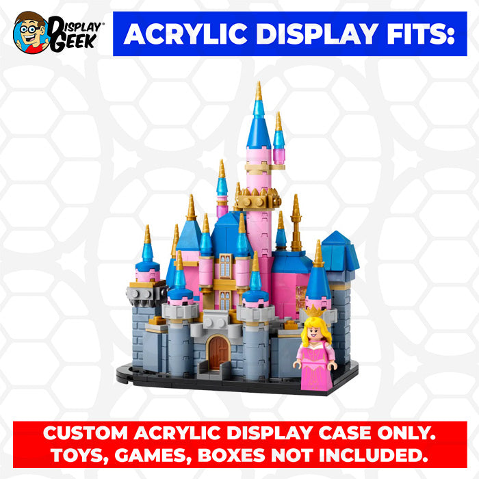 LEGO 40720 - 3mm thick Custom Acrylic Display Case for Mini Disney Sleeping Beauty Castle (8.3h x 7w x 5.3d) by Display Geek Flying Box 3mm thick dust and dirt protection