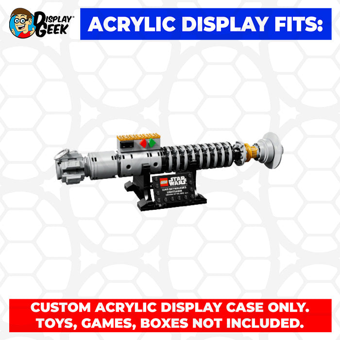 Custom Acrylic Display Case for LEGO Model 40730 - Luke Skywalker's Lightsaber (3mm thick, UV Resistant) 3.75h x 12w x 4.25d