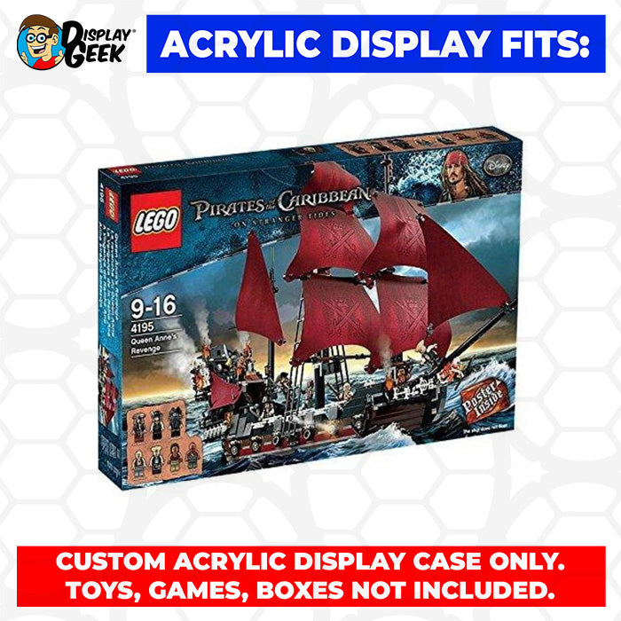 LEGO 4195 - 3mm thick Custom Acrylic Display Case for Queen Anne’s Revenge (22.5h x 29.5w x 10.5d) by Display Geek Flying Box 3mm thick dust and dirt protection