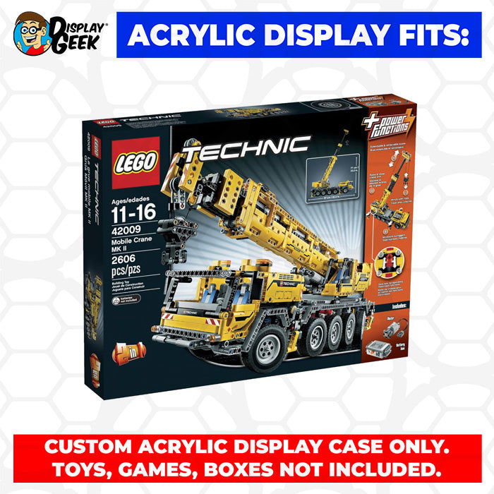 LEGO 42009 - 3mm thick Custom Acrylic Display Case for Technic Mobile Crane MK II (10h x 27.5w x 8d) by Display Geek Flying Box 3mm thick dust and dirt protection