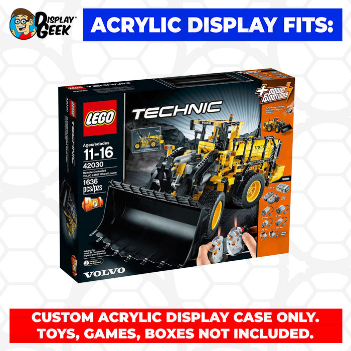 LEGO 42030 - 3mm thick Custom Acrylic Display Case for Technic Volvo L350F Wheel Load (12h x 27w x 10d) by Display Geek Flying Box 3mm thick dust and dirt protection