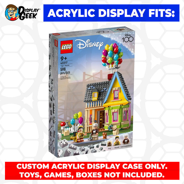 LEGO 43217 - 3mm thick Custom Acrylic Display Case for Disney Up House (12h x 10w x 6d) by Display Geek Flying Box 3mm thick dust and dirt protection