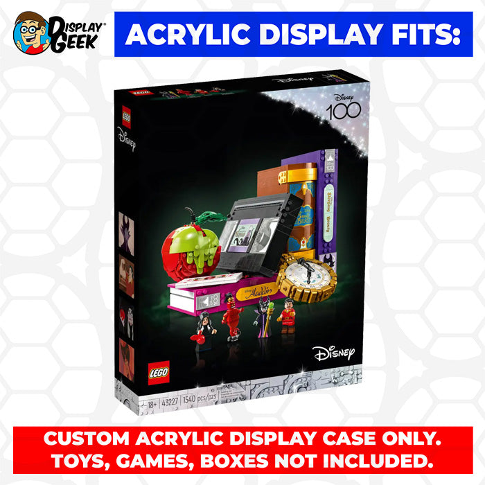 LEGO 43227 - 3mm thick Custom Acrylic Display Case for Disney Villain Icons (9h x 11.8w x 10.6d) by Display Geek Flying Box 3mm thick dust and dirt protection