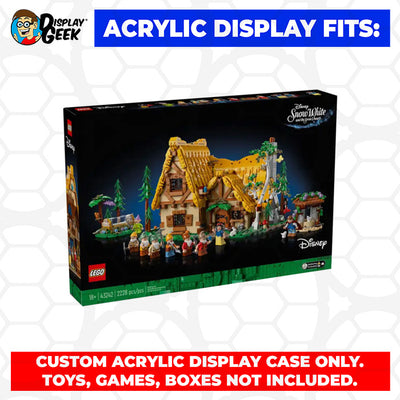 LEGO Model 43242 - 3mm thick Custom Acrylic Display Case for Disney Snow White and the Seven Dwarfs Cottage (9.4h x 18.25w x 10.5d)