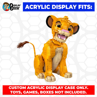 LEGO 43247 - 3mm thick Custom Acrylic Display Case for Young Simba The Lion King (12.5h x 13w x 7.5d) by Display Geek Flying Box 3mm thick dust and dirt protection