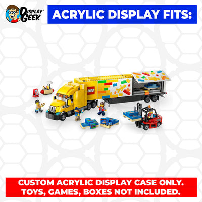 LEGO Model 60440 - 3mm thick Custom Acrylic Display Case for City Yellow Delivery Truck (7.5h x 20w x 6.5d)