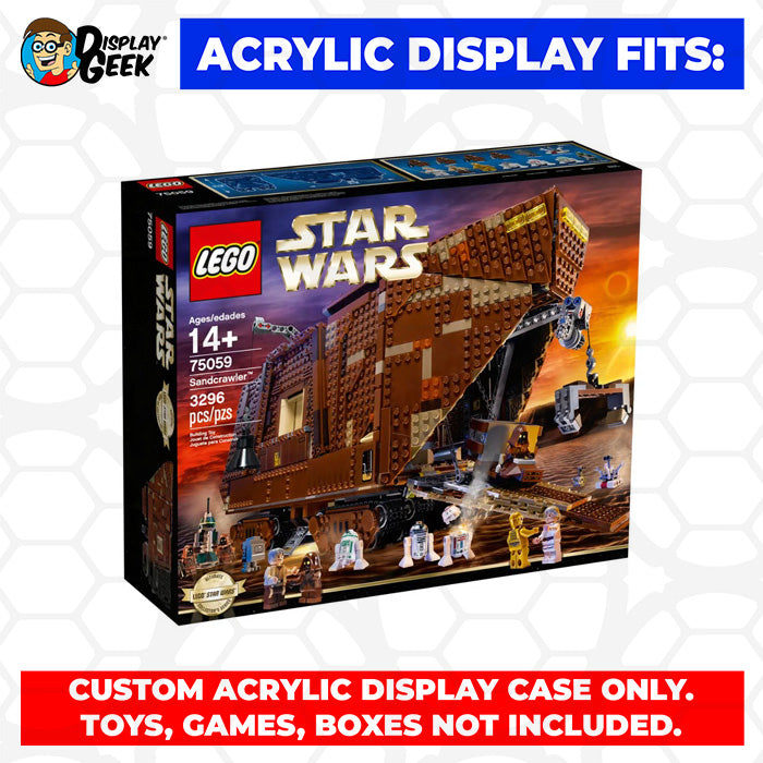 Custom Acrylic Display Case for LEGO Model 75059 - Sandcrawler (3mm thick, UV Resistant) 11.5h x 20.5w x 10.25d