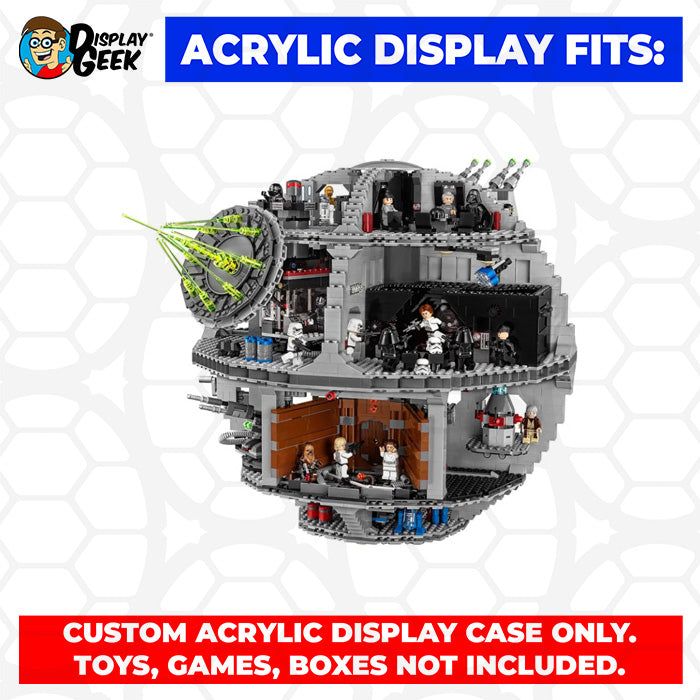 LEGO Model 75159 - 3mm thick Custom Acrylic Display Case for Star Wars Death Star (19h x 19w x 19d)