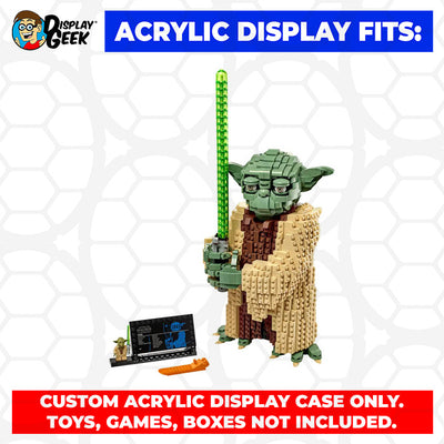 Display Geek Flying Box 3mm Thick Custom Acrylic Display Case for LEGO 75255 Yoda (17.8h x 9.5w x 8.5d)