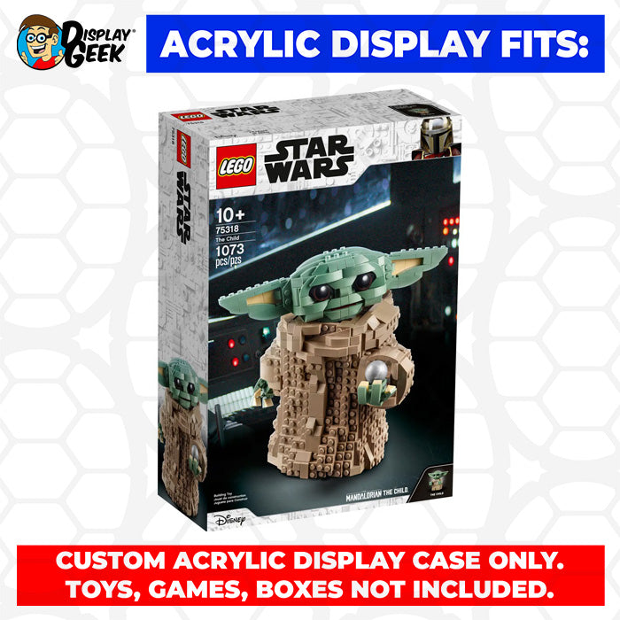 LEGO 75318 - 3mm thick Custom Acrylic Display Case for The Child (10h x 9w x 9d) by Display Geek Flying Box 3mm thick dust and dirt protection