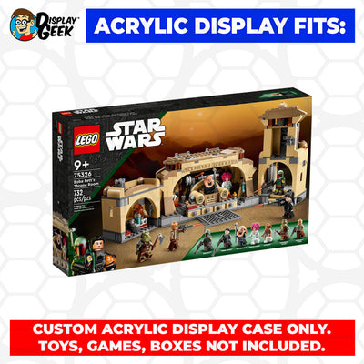 LEGO 75326 - 3mm thick Custom Acrylic Display Case for Boba Fett's Throne Room (7.5h x 15w x 8.5d) by Display Geek Flying Box 3mm thick dust and dirt protection