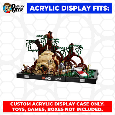 LEGO 75330 - 3mm thick Custom Acrylic Display Case for Dagobah Jedi Training (7.5h x 13w x 8d) by Display Geek Flying Box 3mm thick dust and dirt protection