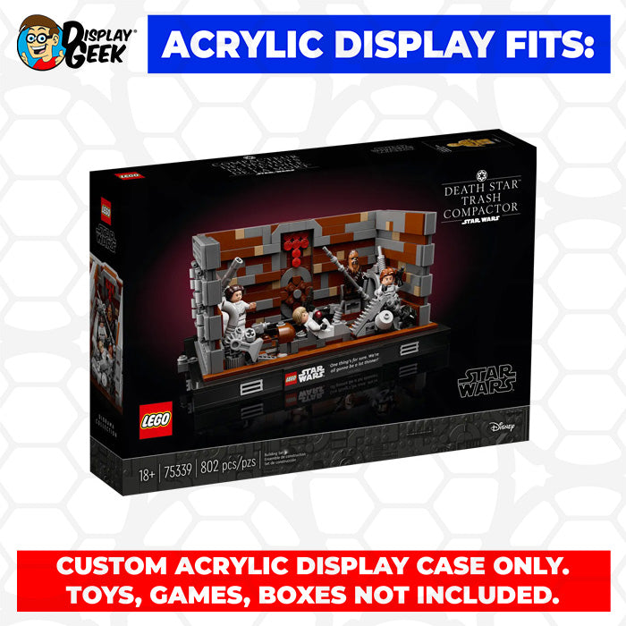 LEGO 75339 - 3mm thick Custom Acrylic Display Case for Death Star Trash Compactor (5.5h x 10w x 8d) by Display Geek Flying Box 3mm thick dust and dirt protection