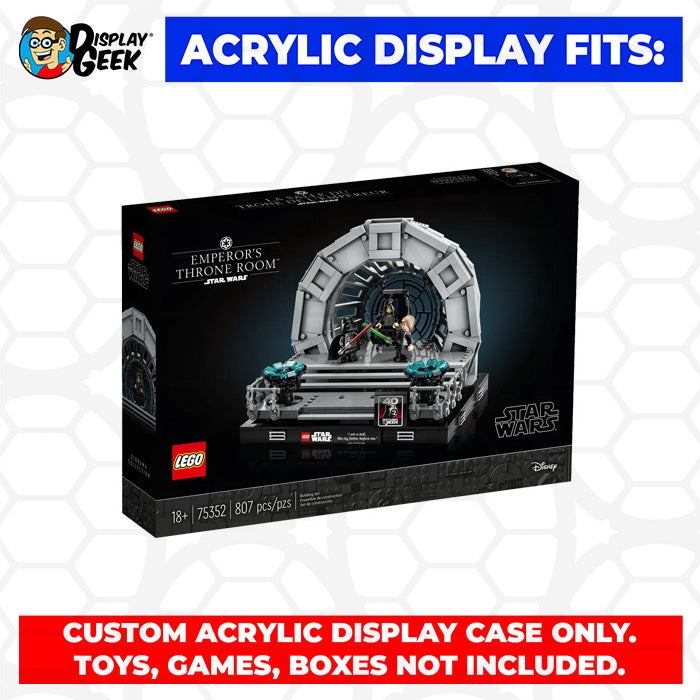 LEGO 75352 - 3mm thick Custom Acrylic Display Case for Emperor's Throne Room (8h x 10w x 8d) by Display Geek Flying Box 3mm thick dust and dirt protection