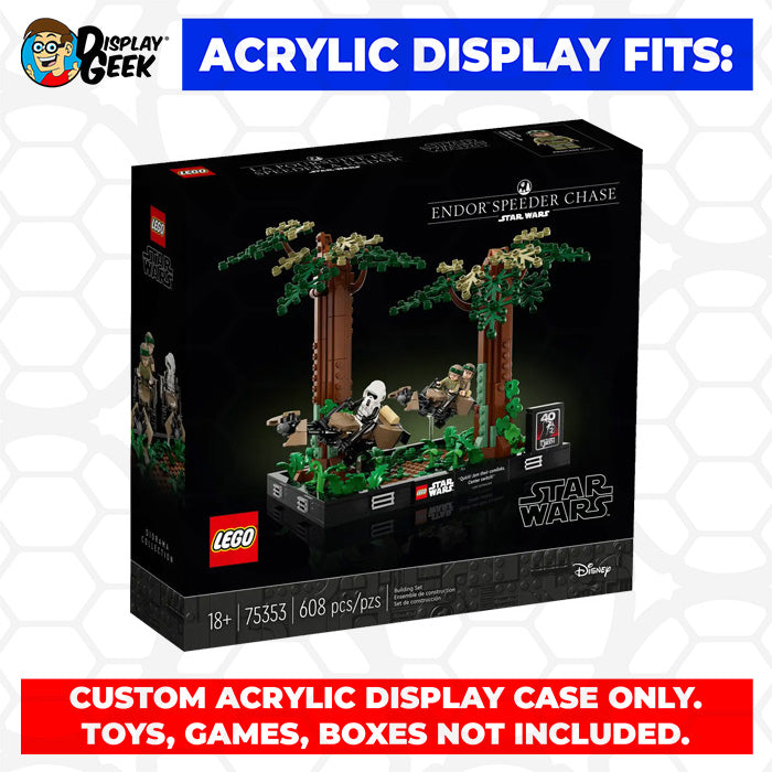 LEGO 75353 - 3mm thick Custom Acrylic Display Case for Endor Speeder Chase (9h x 12w x 8d) by Display Geek Flying Box 3mm thick dust and dirt protection