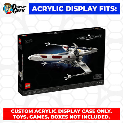 LEGO 75355 - 3mm thick Custom Acrylic Display Case for X-Wing Starfighter (12.5h x 24.5w x 20d) by Display Geek Flying Box 3mm thick dust and dirt protection