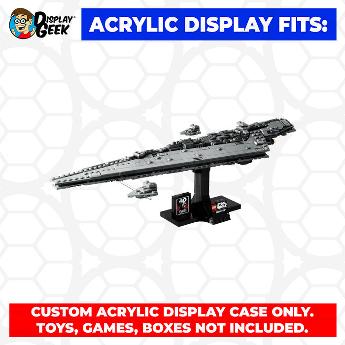 LEGO 75356 - 3mm thick Custom Acrylic Display Case for Executor Super Star Destroyer (7h x 19w x 10d) by Display Geek Flying Box 3mm thick dust and dirt protection