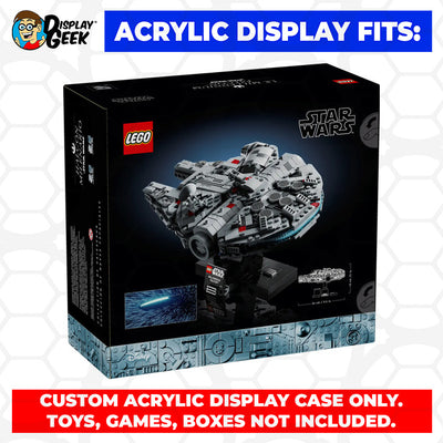 LEGO 75375 - 3mm thick Custom Acrylic Display Case for Millennium Falcon (6h x 10.6w x 8.7d) by Display Geek Flying Box 3mm thick dust and dirt protection