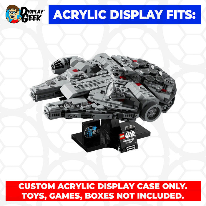 LEGO 75375 - 3mm thick Custom Acrylic Display Case for Millennium Falcon (6h x 10.6w x 8.7d) by Display Geek Flying Box 3mm thick dust and dirt protection