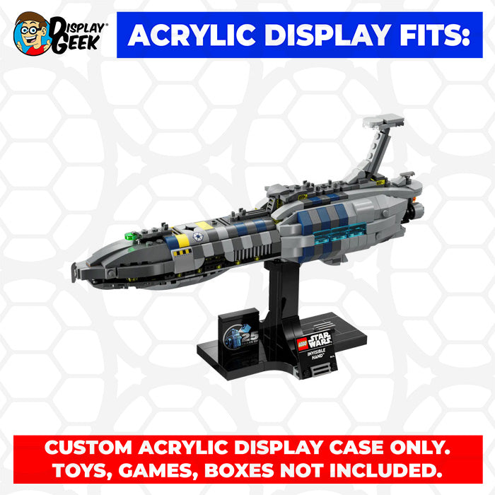 LEGO 75377 - 3mm thick Custom Acrylic Display Case for Invisible Hand (7.8h x 12.75w x 4.7d) by Display Geek Flying Box 3mm thick dust and dirt protection