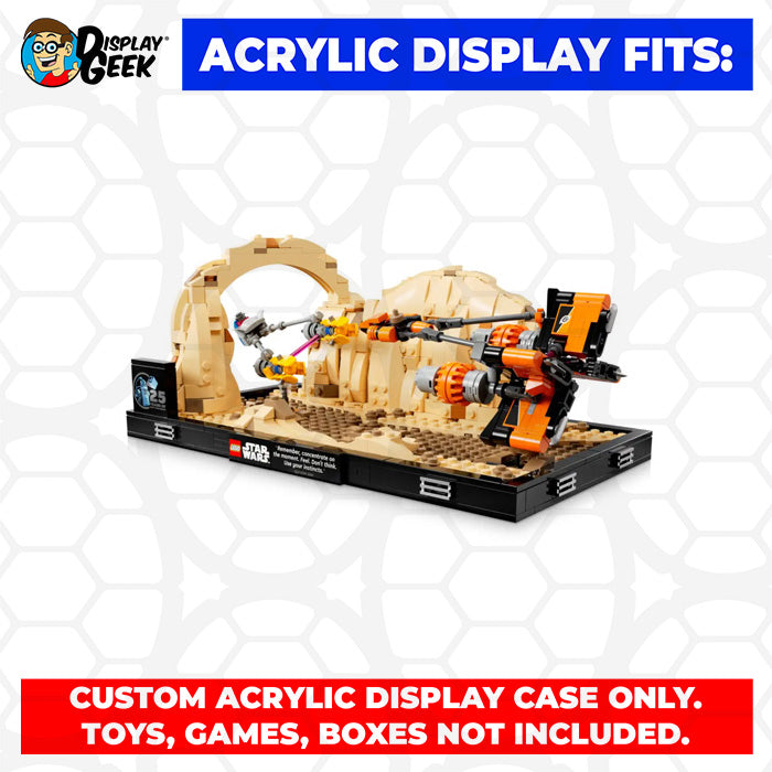 LEGO 75380 - Custom Acrylic Display Case for Star Wars Mos Espa Podrace Diorama (5.3h x 13.5w x 7.5d) by Display Geek Flying Box 3mm thick dust and dirt protection