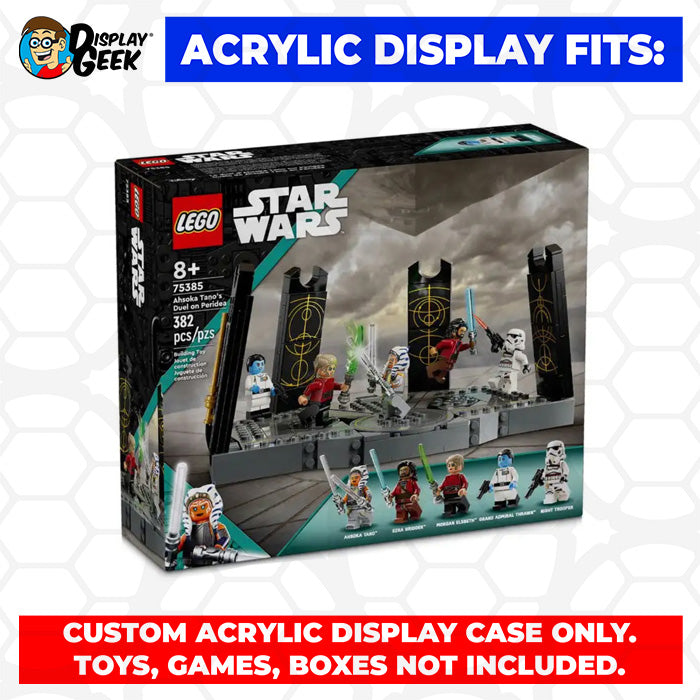 LEGO Model 75385 - 3mm thick Custom Acrylic Display Case for Star Wars Ahsoka Tano’s Duel on Peridea (5h x 10w x 6.7d)