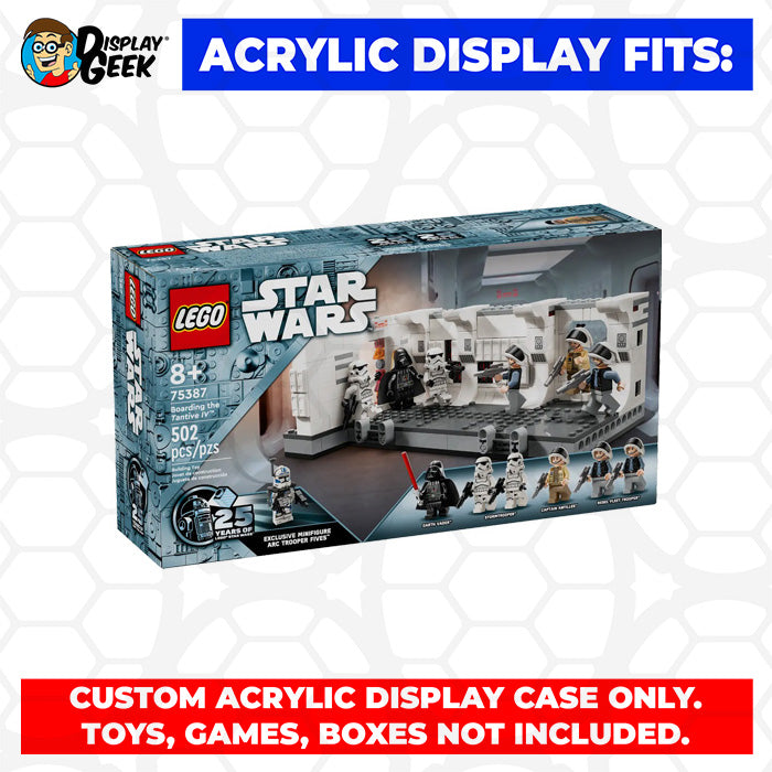 Display Geek Flying Box 3mm Thick Custom Acrylic Display Case for LEGO 75387 Boarding the Tantive IV (4.5h x 9.8w x 6.1d)