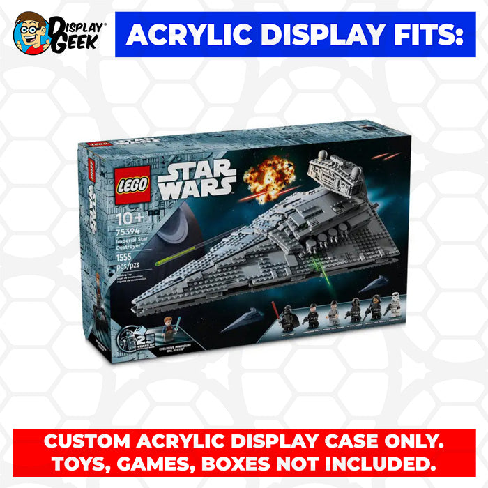 LEGO 75394 - 3mm thick Custom Acrylic Display Case for Imperial Star Destroyer (10h x 20w x 12d) by Display Geek Flying Box 3mm thick dust and dirt protection