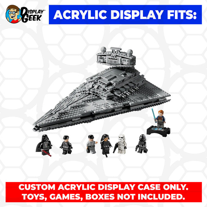 LEGO 75394 - 3mm thick Custom Acrylic Display Case for Imperial Star Destroyer (10h x 20w x 12d) by Display Geek Flying Box 3mm thick dust and dirt protection