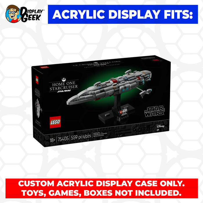 Custom Acrylic Display Case for LEGO Model 75405 - Home One Starcruiser (3mm thick, UV Resistant) 6.5h x 14.5w x 7.25d