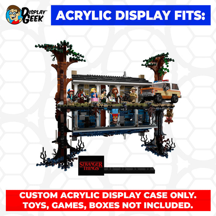 Display Geek Flying Box 3mm Thick Custom Acrylic Display Case for LEGO 75810 Stranger Things The Upside Down (14.5h x 19.5w x 11.5d)