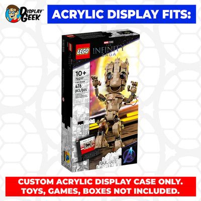 LEGO 76217 - 3mm thick Custom Acrylic Display Case for I Am Groot (11h x 6w x 6d) by Display Geek Flying Box 3mm thick dust and dirt protection