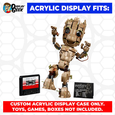 LEGO 76217 - 3mm thick Custom Acrylic Display Case for I Am Groot (11h x 6w x 6d) by Display Geek Flying Box 3mm thick dust and dirt protection