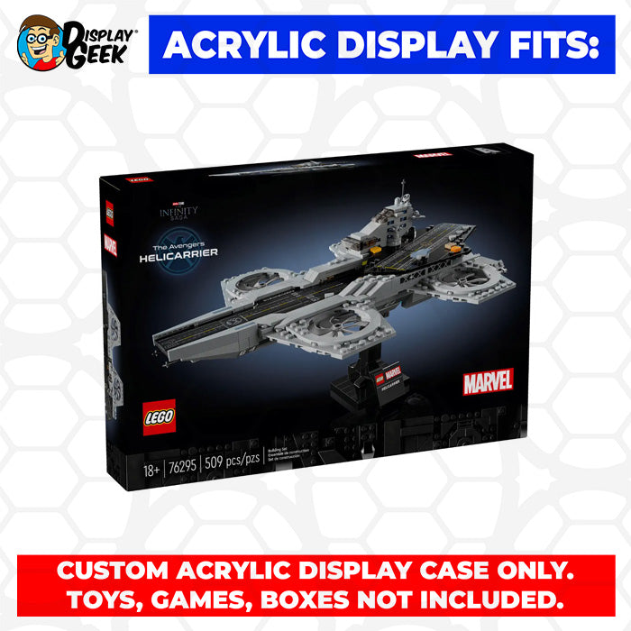 LEGO 76295 - 3mm thick Custom Acrylic Display Case for Avengers Helicarrier (7.7h x 14w x 10d) by Display Geek Flying Box 3mm thick dust and dirt protection