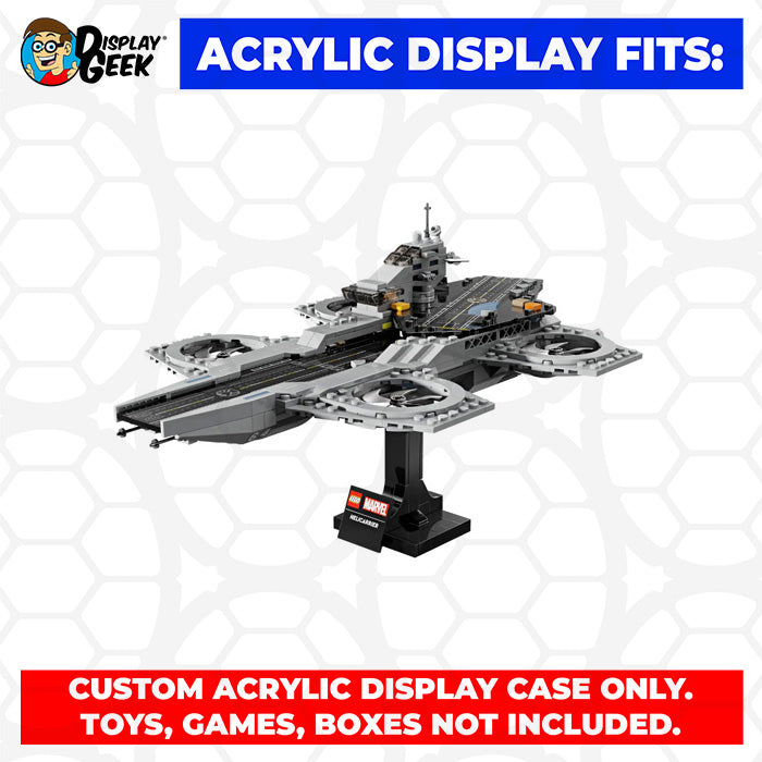 LEGO 76295 - 3mm thick Custom Acrylic Display Case for Avengers Helicarrier (7.7h x 14w x 10d) by Display Geek Flying Box 3mm thick dust and dirt protection