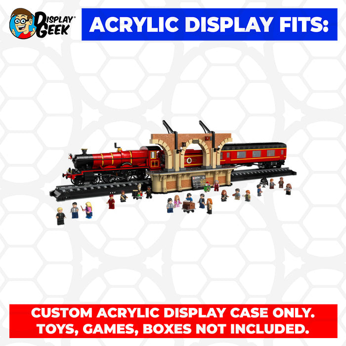Display Geek Flying Box 3mm Thick Custom Acrylic Display Case for LEGO 76405 Hogwarts Express and Train Station (8h x 49w x 7d)