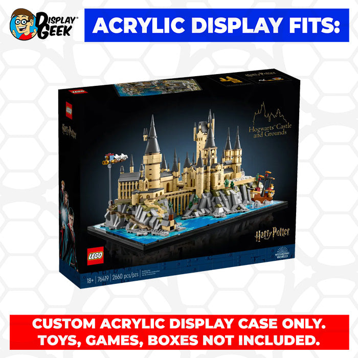 LEGO 76419 - 3mm thick Custom Acrylic Display Case for Hogwarts Castle and Grounds (9.5h x 15w x 11.5d) by Display Geek Flying Box 3mm thick dust and dirt protection