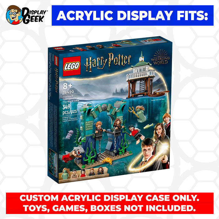 LEGO Model 76420 - 3mm thick Custom Acrylic Display Case for Harry Potter Triwizard Tournament The Black Lake (13.4h x 6.75w x 3.75d)