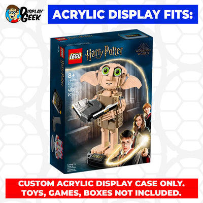 LEGO 76421 - 3mm thick Custom Acrylic Display Case for Dobby the House Elf (9h x 8w x 6d) by Display Geek Flying Box 3mm thick dust and dirt protection