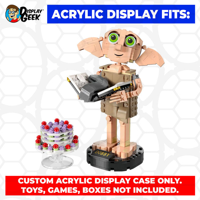 LEGO 76421 - 3mm thick Custom Acrylic Display Case for Dobby the House Elf (9h x 8w x 6d) by Display Geek Flying Box 3mm thick dust and dirt protection