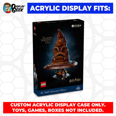 LEGO Model 76429 - 3mm thick Custom Acrylic Display Case for Harry Potter Talking Sorting Hat (11h x 8.8w x 8.8d)