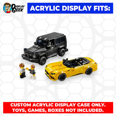 Custom Acrylic Display Case for LEGO Model 76924 - Speed Champion Mercedes-AMG G 63 & SL 63 (3mm thick, UV Resistant) 4h x 8.5w x 7.5d