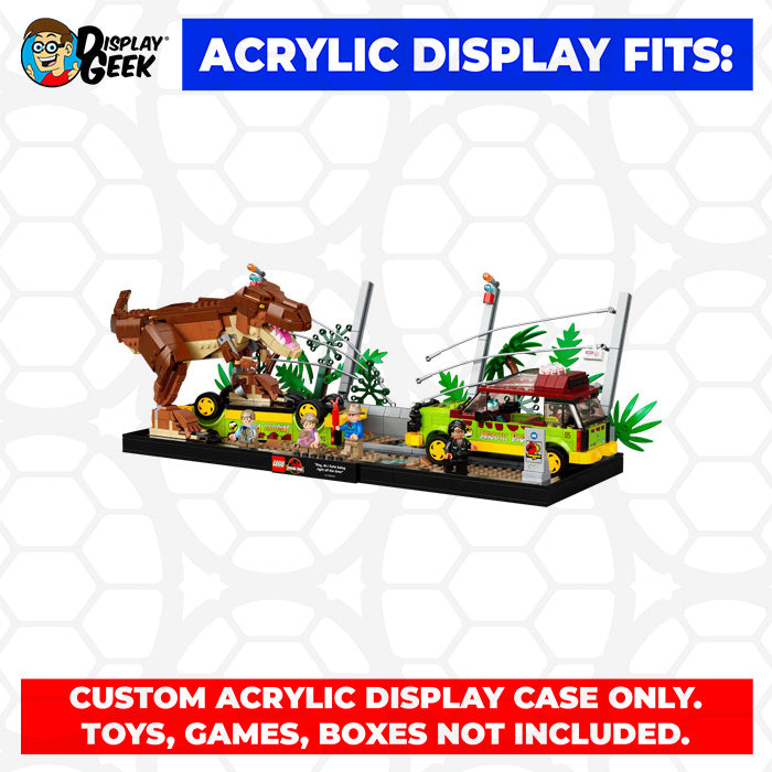 LEGO 76956 - 3mm thick Custom Acrylic Display Case for Jurassic World T.Rex Breakout (7h x 21w x 9d) by Display Geek Flying Box 3mm thick dust and dirt protection