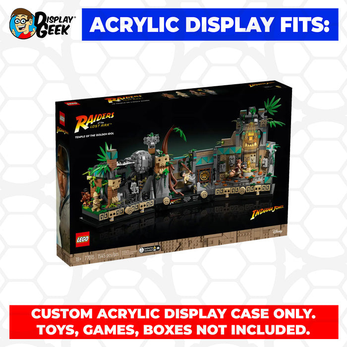 Display Geek Flying Box 3mm Thick Custom Acrylic Display Case for LEGO 77015 Temple of the Golden Idol (9.5h x 22w x 8.5d)