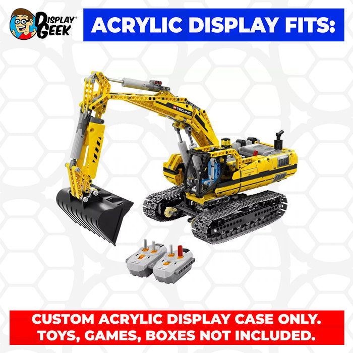 Custom Acrylic Display Case for LEGO Model 8043 - Motorized Excavator (3mm thick, UV Resistant) 13.5h x 20w x 9.5d