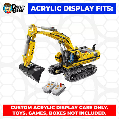 Custom Acrylic Display Case for LEGO Model 8043 - Motorized Excavator (3mm thick, UV Resistant) 13.5h x 20w x 9.5d