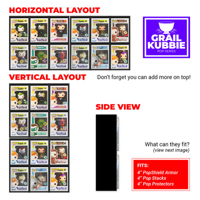 Layout Setup for GRAIL KUBBIE (3x2) - In Box Display Case for Funko Pops in Acrylic Hard Stack Armor (Cardboard)
