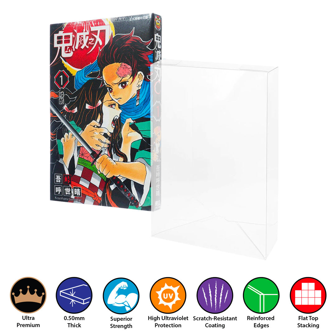 MANGA BOOK STANDARD Size Protectors for Manga (0.50mm thick, UV & Scratch Resistant) 7.5h x 5w x 0.5d protectors thick strong uv scratch flat top stack vinyl display geek plastic shield vaulted eco armor fits collect protect display case kollector protector