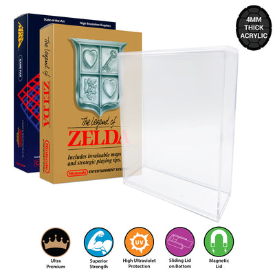 Acrylic Case for NES Video Game Box 4mm thick, UV & Slide Bottom 5h x 7w x 0.75d on The Pop Protector Guide by Display Geek