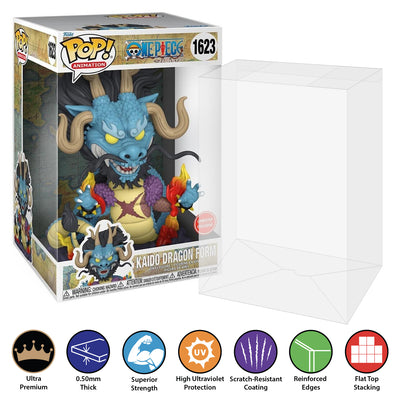 10 inch new size one piece kaido dragon form 1623 gamestop best funko pop protectors thick strong uv scratch flat top stack vinyl display geek plastic shield vaulted eco armor fits collect protect display case kollector protector'